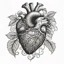 anatomical heart vines tattoo design idea