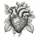 anatomical heart vines tattoo design idea