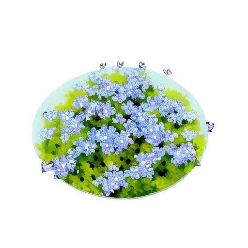 Forget me nots and butterflies tattoo design idea