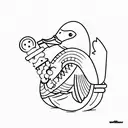 duck with dumbell tattoo design idea