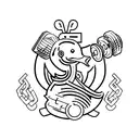 duck with dumbell tattoo design idea