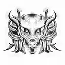 sleeve blackhead demon tattoo design idea