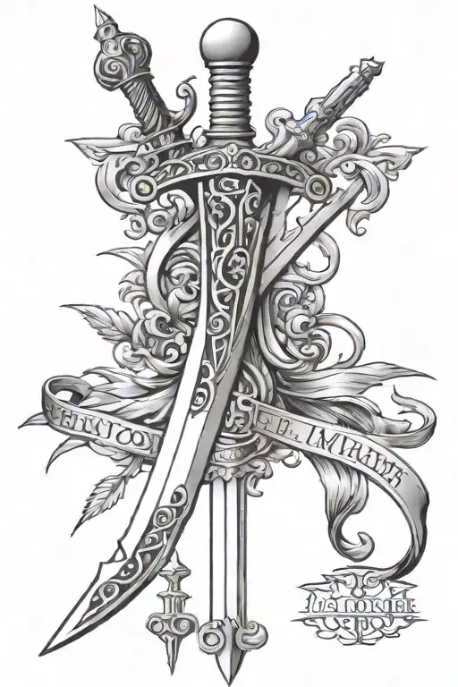 sword with Roman numerals of 1-8-2008 tattoo design idea