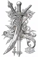 sword with Roman numerals of 1-8-2008 tattoo design idea