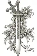 sword with Roman numerals of 1-8-2008 tattoo design idea