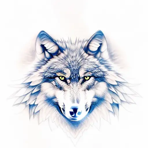 wolf with eagle tattoo design idea