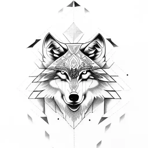 wolf with eagle tattoo design idea