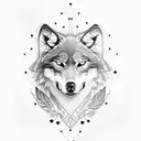 wolf with eagle tattoo design idea