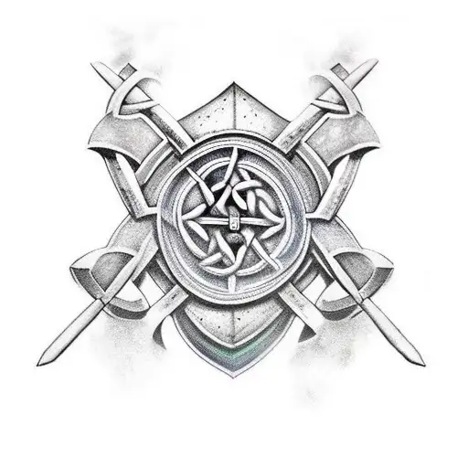 celtic warrior fighting tattoo design idea