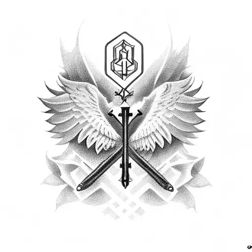 cross with wings tattoo design idea