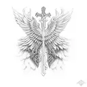 cross with wings tattoo design idea