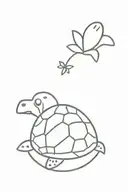 a small, simple, and cute tattoo design featuring a turtle nestled comfortably in its shell. The turtle is depicted in a tattoo design idea
