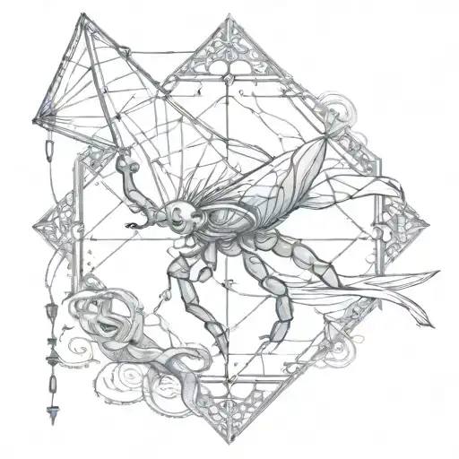 A combination of a kite and a scorpion in a unique and creative design, inspired by progressive rock music tattoo design idea