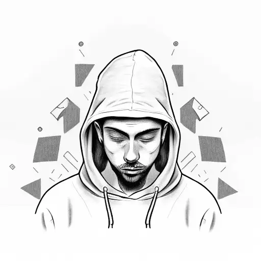 Man in hoodie on the street tattoo design idea