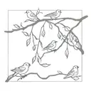 4 birds on cherry tree branch tattoo design idea