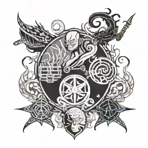 avatar the last airbender four elements tattoo design idea