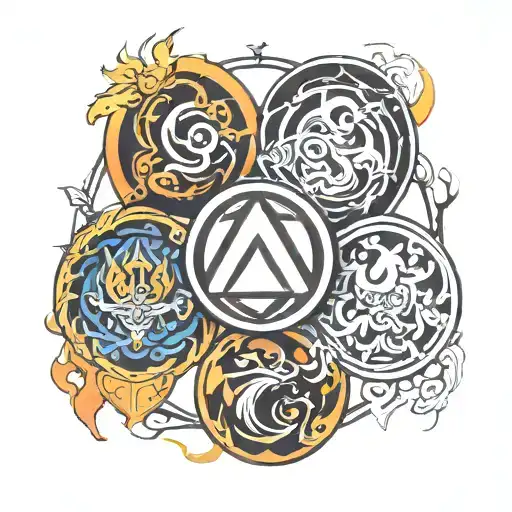 avatar the last airbender four elements in a circle tattoo design idea