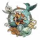 avatar the last airbender four elements tattoo design idea