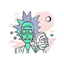 Rick and Morty in the Moon relax tattoo design idea