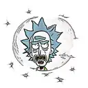 Rick and Morty in the Moon relax tattoo design idea