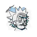 Rick and Morty in the Moon relax tattoo design idea