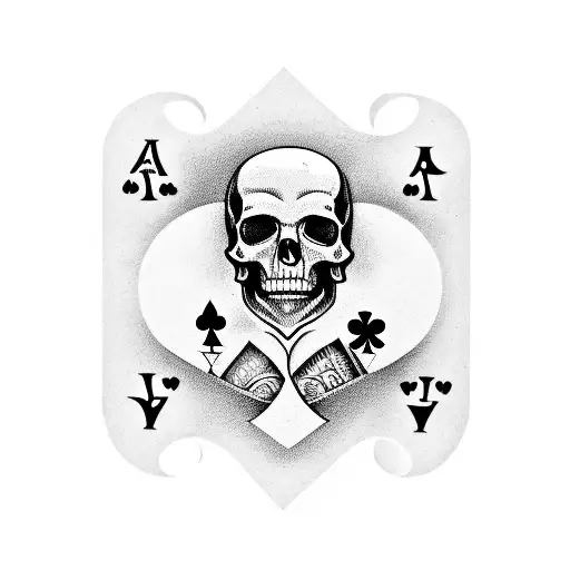 7 of hearts playing card, skull, ranger tab and poppy tattoo design idea