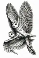 barn owl flying tattoo design idea