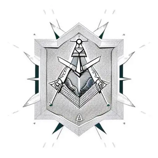 Intricate Masonic emblem with geometric patterns tattoo design idea