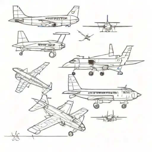 a minimal design consisting of a combination of aircraft and aircraft maintenance equipment tattoo design idea