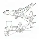 A geometric airplane design with intricate details of repairment tools integrated throughout, in a minimalist style tattoo design idea