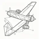 A geometric airplane design with intricate details of repairment tools integrated throughout, in a minimalist style tattoo design idea