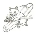 A cat playing with airplane tools tattoo design idea