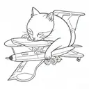 A cat playing with airplane tools tattoo design idea