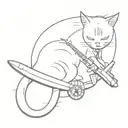 A cat playing with airplane tools tattoo design idea