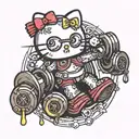hello kitty gym weights tattoo design idea
