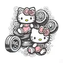 hello kitty gym weights tattoo design idea