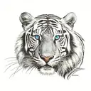 white tiger with blue eyes staring tattoo design idea