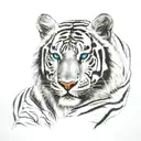 white tiger with blue eyes staring tattoo design idea