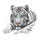 white tiger with blue eyes staring tattoo design idea