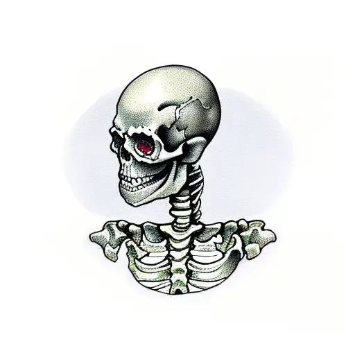 sad skeleton tattoo design idea