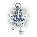 full body skeleton drowning tattoo design idea