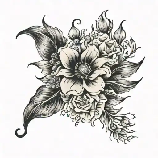 ursula minor constilation with flowers tattoo design idea