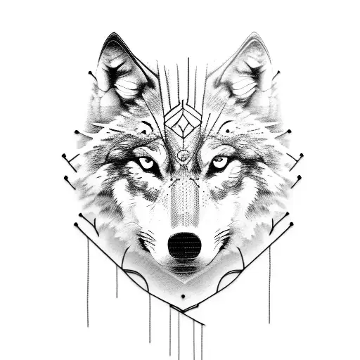 Wolf covered in barbwire tattoo design idea
