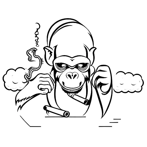 new monkey smoking a joint with the 8bit alien smoking one aslo tattoo design idea