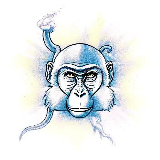 the new monkey logo smoking weed with the 8bit logo doing the same tattoo design idea