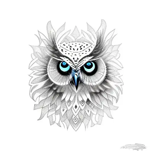 hippie dark owl tattoo design idea