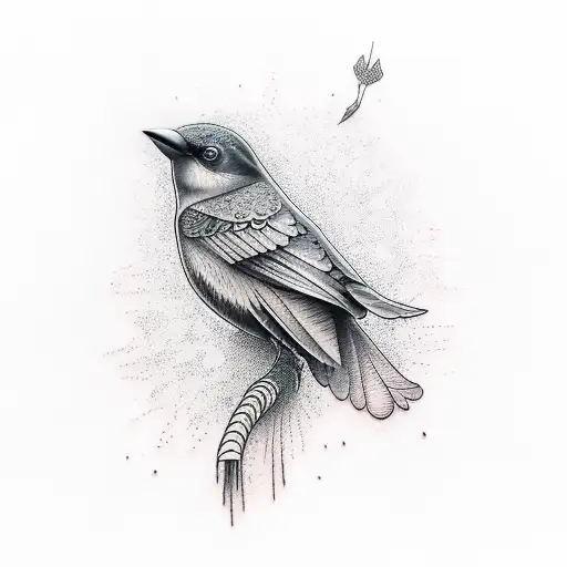 hippie dark bird tattoo design idea