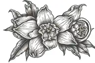 dafodil flower moving into a ring finger tattoo design idea