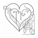 heart initials  T tattoo design idea