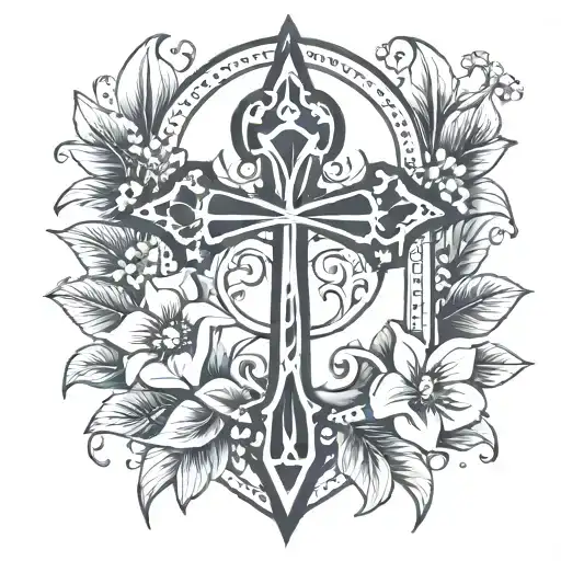 ankh on flower bed tattoo design idea
